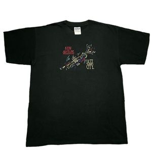 Gildan New Orleans Jazz Fest Embroidered Black Shirt Men’s Large Heavy Cotton